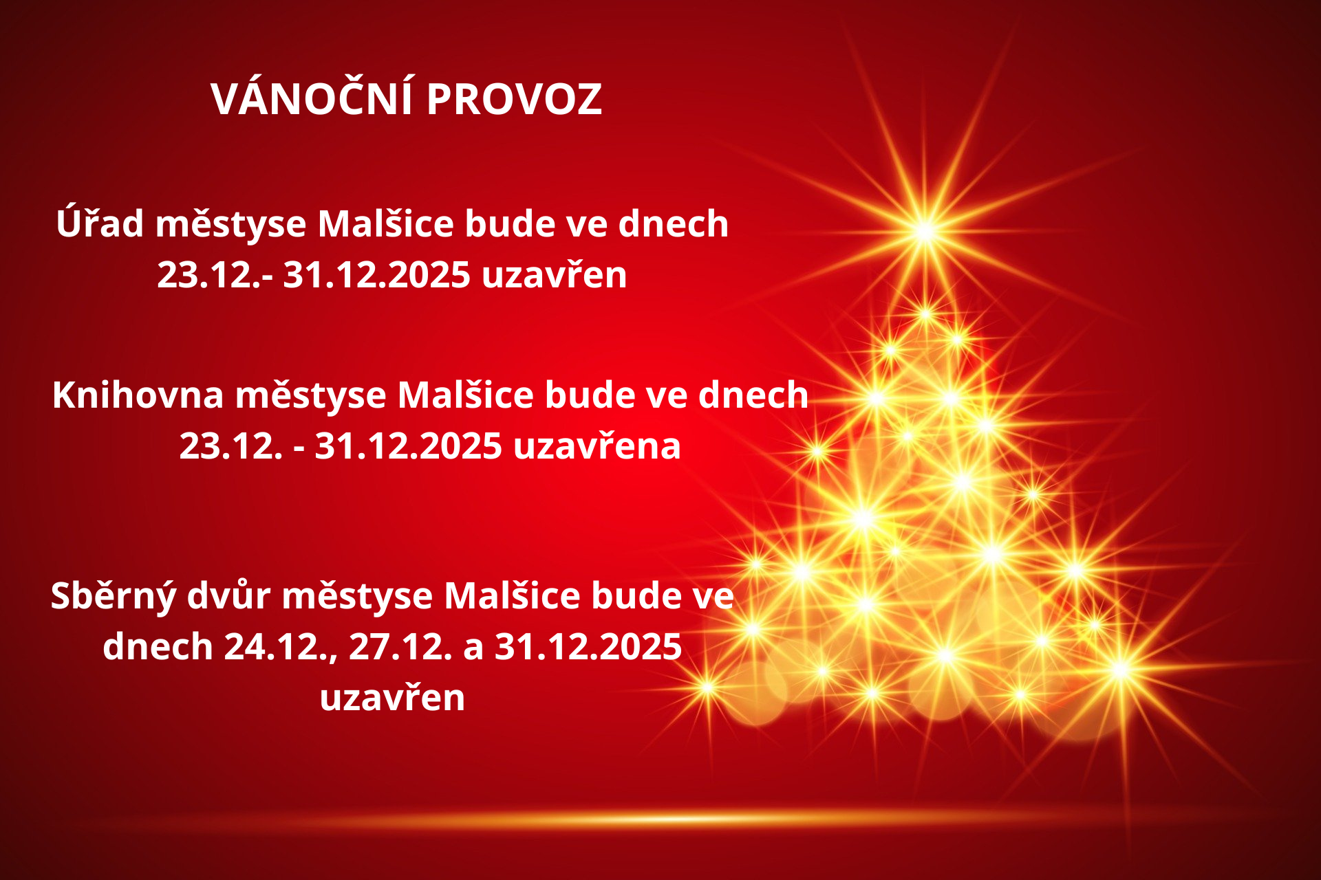 Vánoční provoz r. 2025