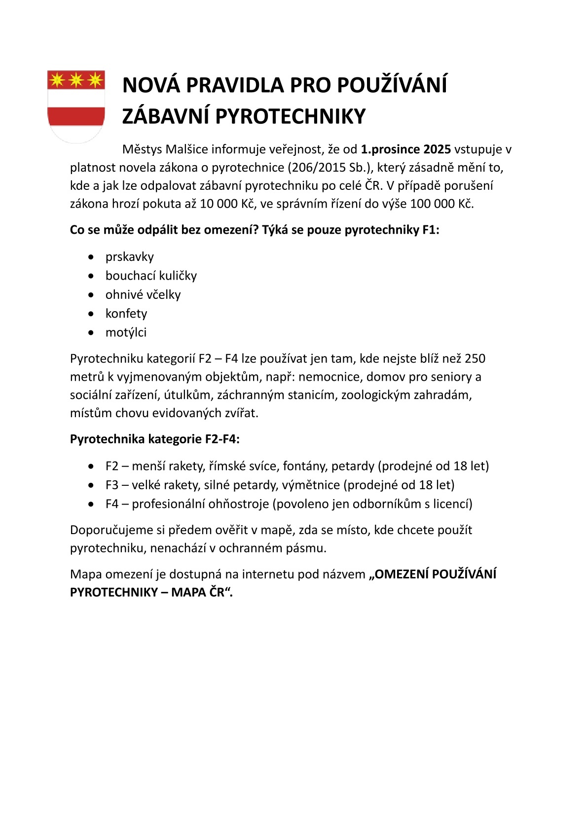Nová pravidla pro používání zábavní pyrotechniky