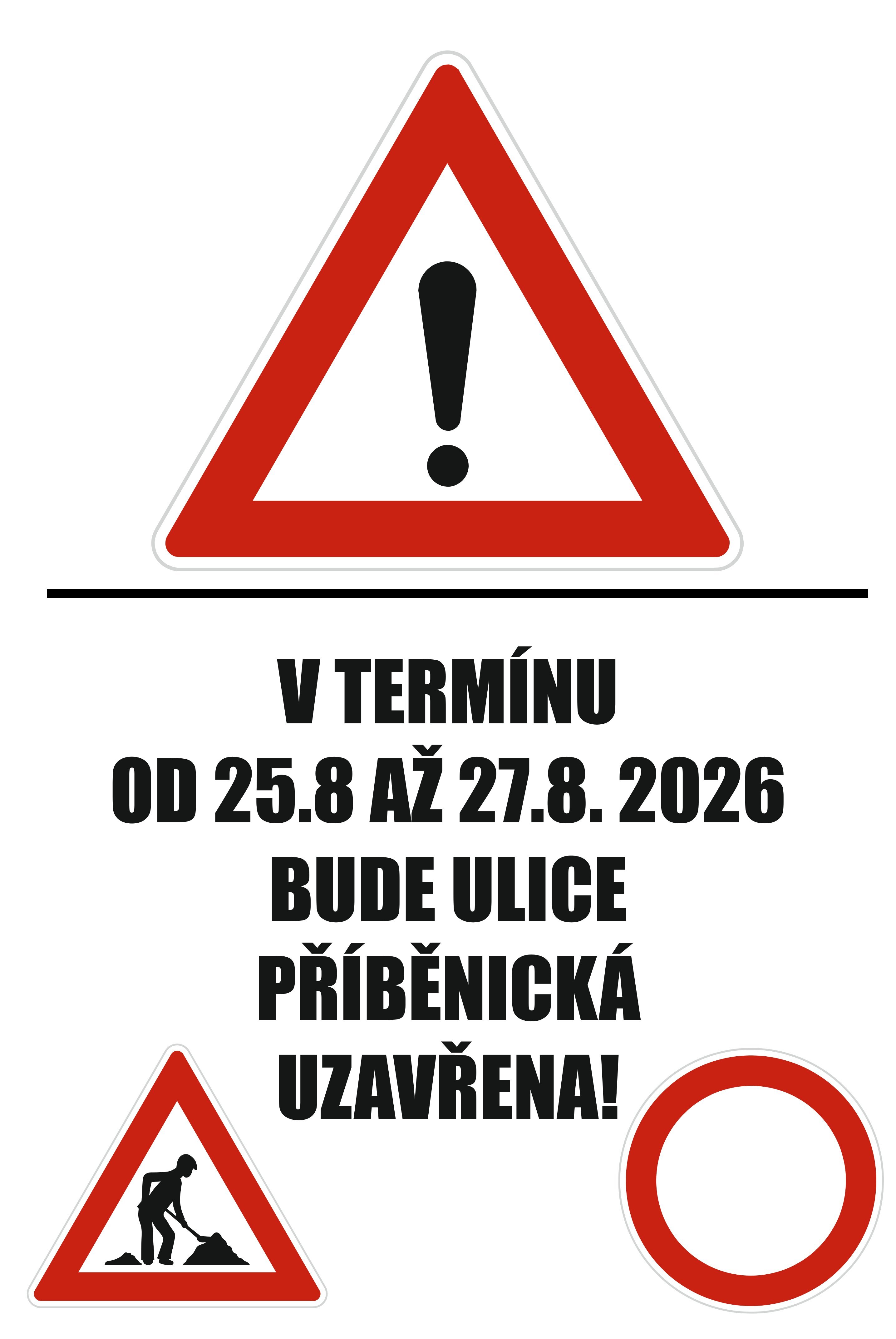 Uzavření Příběnické ulice 25.8.-27.8.2026 z důvodu rekonstrukce povrchu