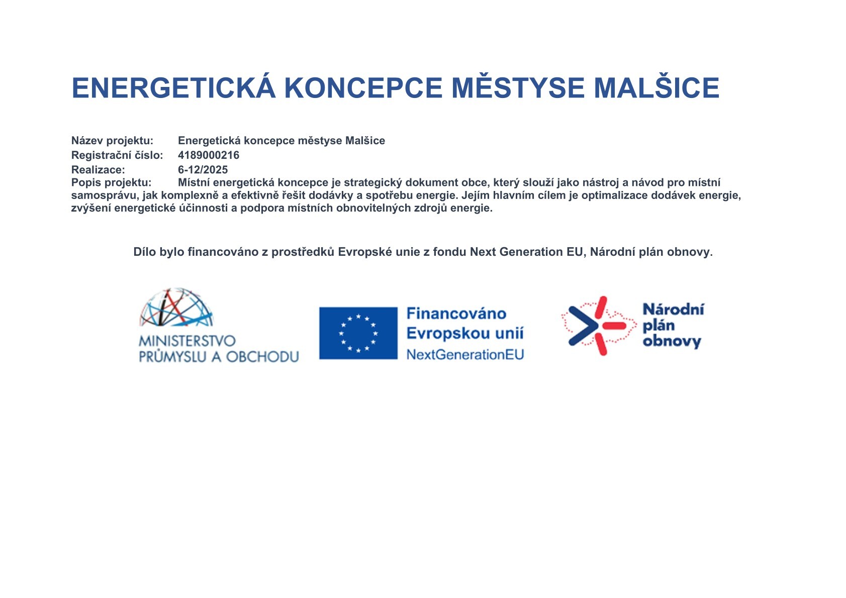 Energetická koncepce městyse Malšice