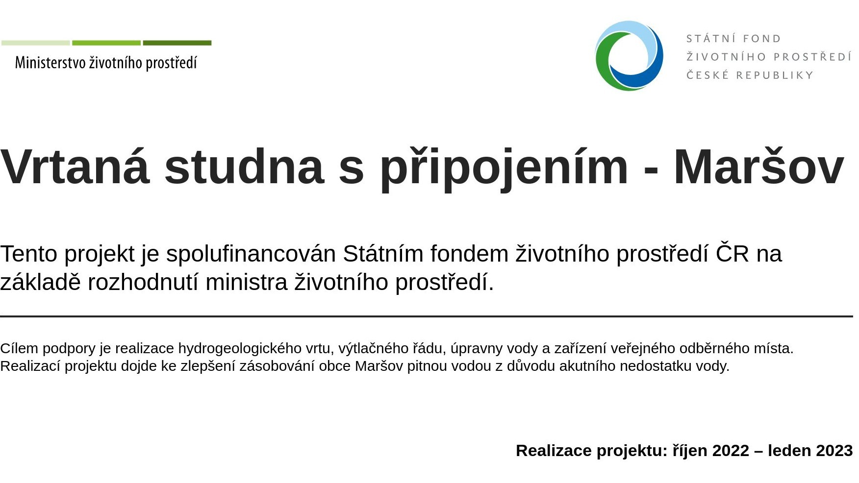 Logo - Projekt - Vrtaná studna s připojením - Maršov