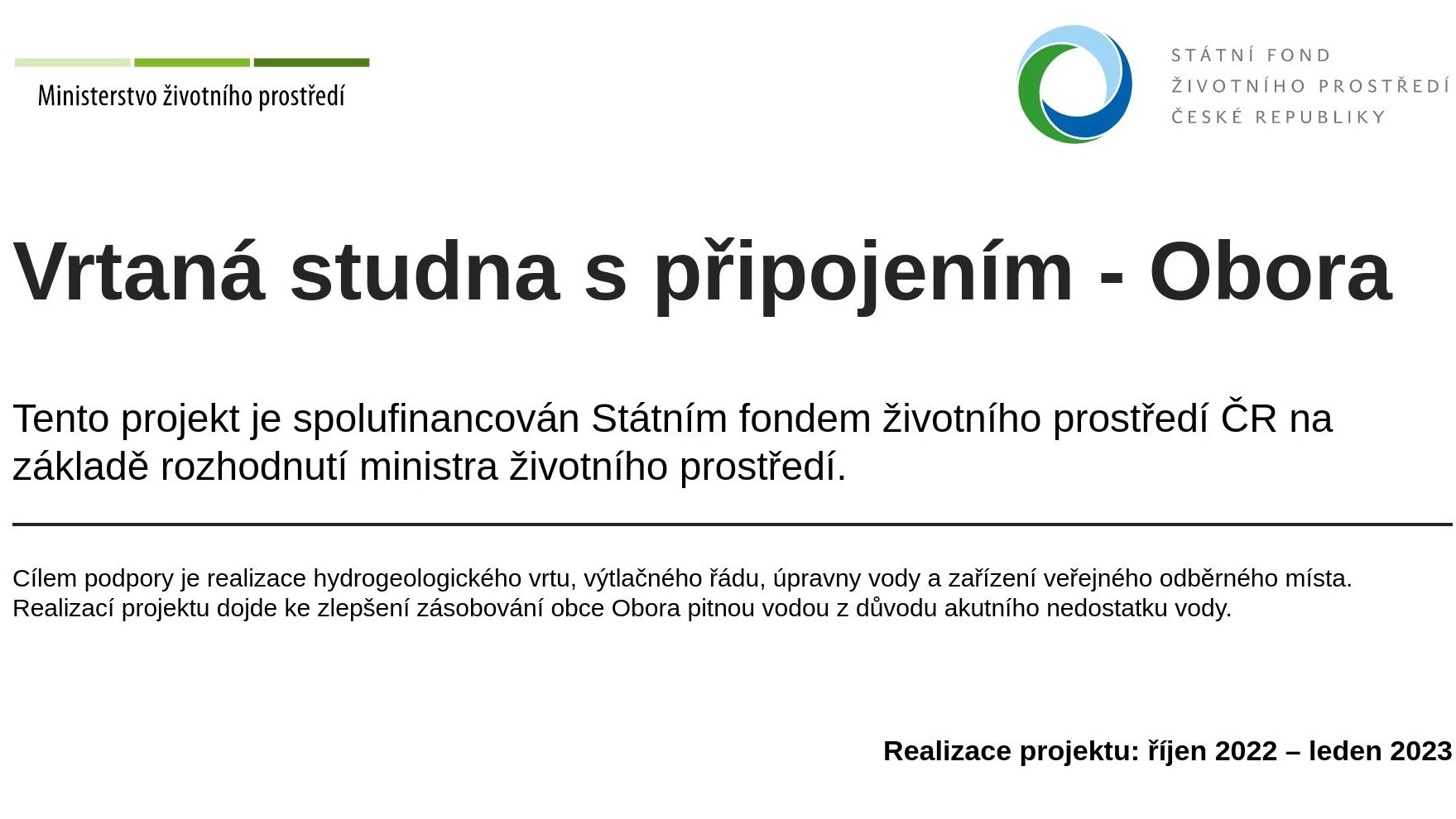 Logo - Projekt - Vrtaná studna s připojením - Obora